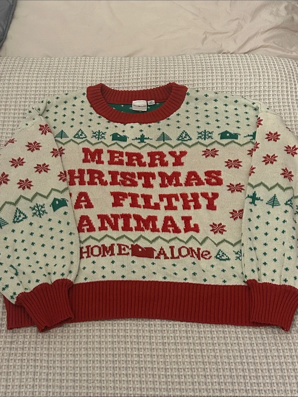 LG Red & Cream 'Merry Christmas A Filthy Animal' Holiday Sweater